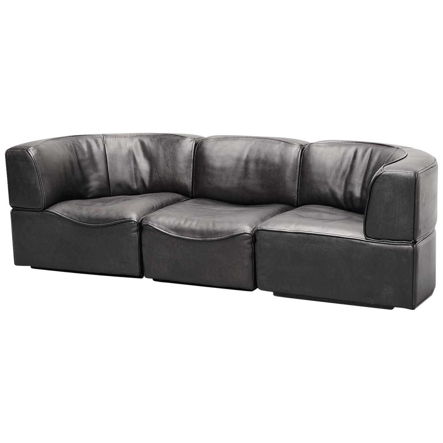 De Sede DS 76 Modular Sofa in Dark Brown Leather For Sale at 1stdibs