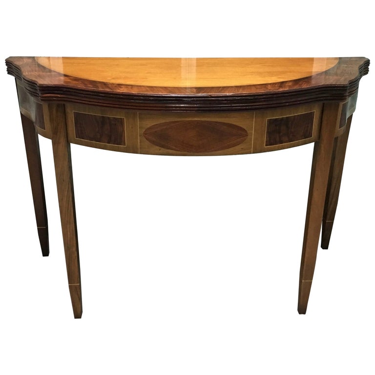 Checker Game Table Demilune Inlay Mahogany Folding at 1stDibs