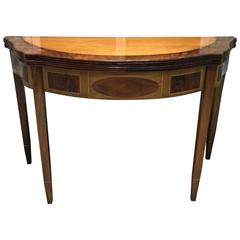 Demilune Inlay Mahogany Folding Game Checker Game Table 11