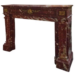 Antique French Marble Mantel Red, circa 1850