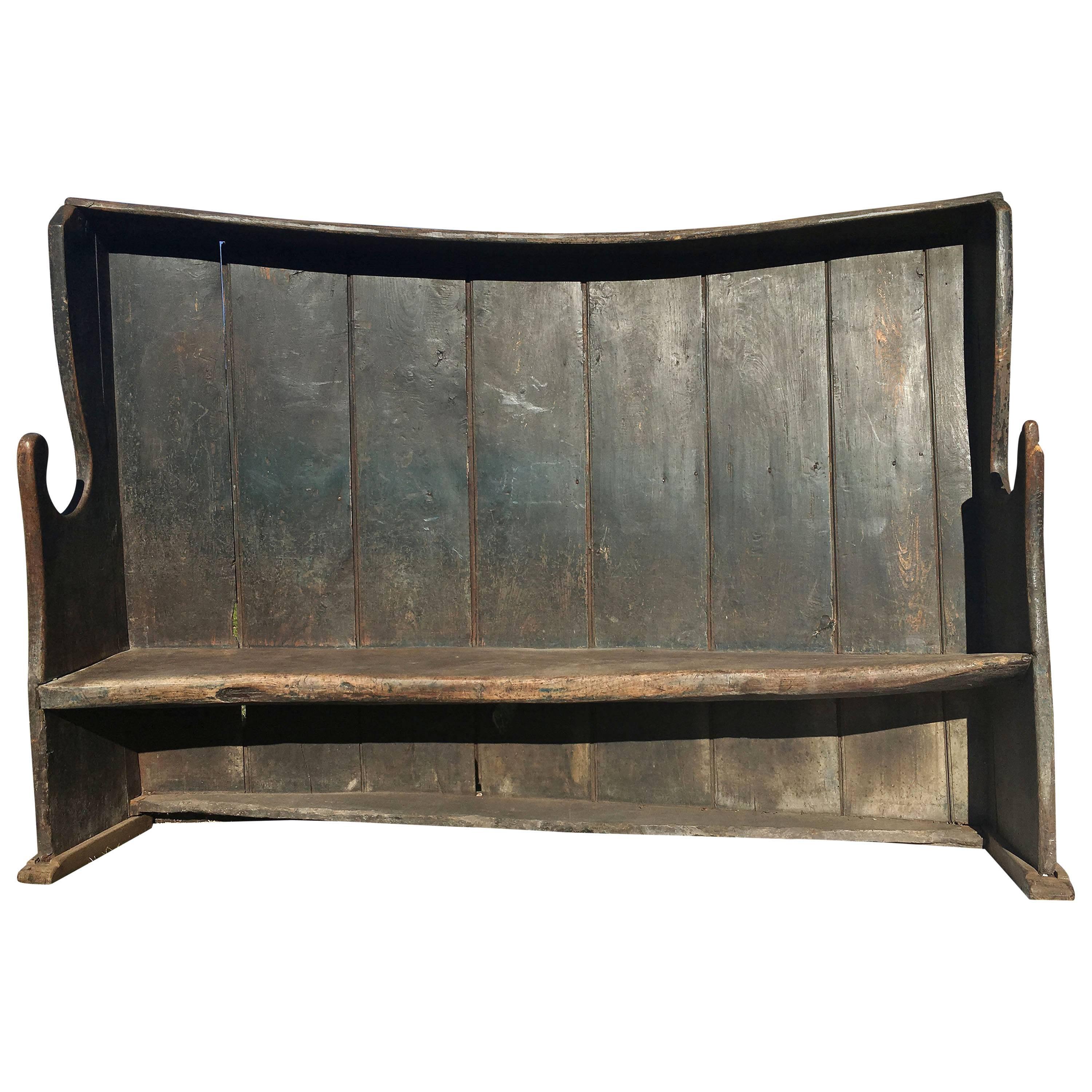 Vintage English Settle Bench, circa 19th Century For Sale
