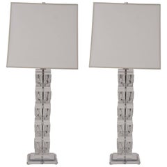 Paar Lucite-Tischlampen im Stil von Karl Springer