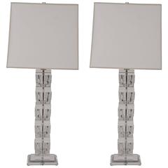 Pair of Lucite Table Lamps in the style of Karl Springer 6