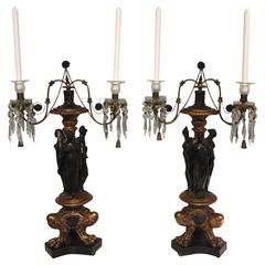 Pair of Italian Neoclassic Figural Giltwood Candelabra 11