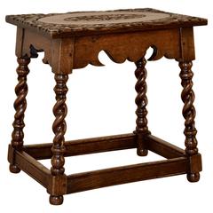 19th Century English Carved and Turned Stool 2