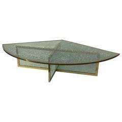 Massive Steve Chase Designed Crackled Glass and Brass Coffee Table 9