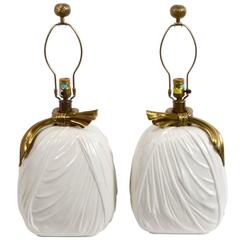 Pair of Late 20th Century Ceramic Lamps in Form of Draped Fabric