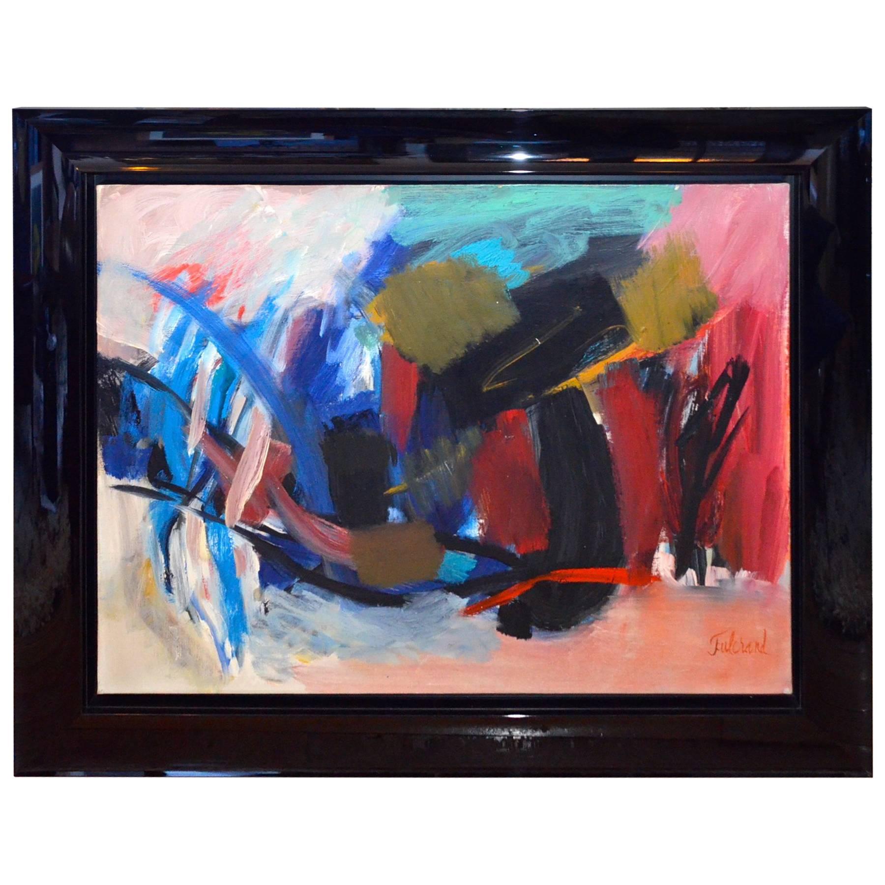 Pierre Fulcrand Oil on Canvas, Abstraction, 1963 For Sale