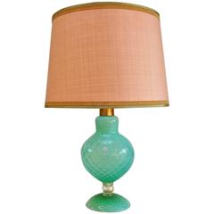 Handmade Murano Glass Table Lamp with Matching Shade, circa 1950s, Italy