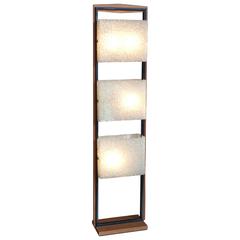 French Modern Teak and Metal Floor Lamp with Acrylic Shades by Arlus