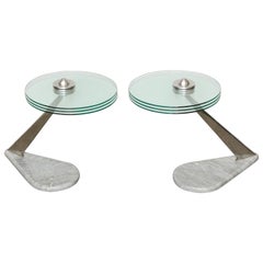 Pair of Glass Modernist Side Tables