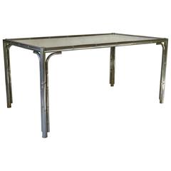 Faux-Bamboo Chrome and Mirror Dining Table, France, circa 1970s 4