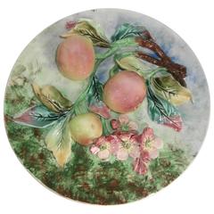 19th Century Majolica Apples Wall Platter Longchamp