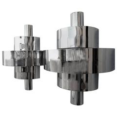 1940s Streamline Moderne Art Deco Sconce Wall Lamps in Nickel 12
