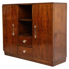 Rosewood, Deco Cabinet with Glass Handles in Jacques Adnet Style, France, 1930 2