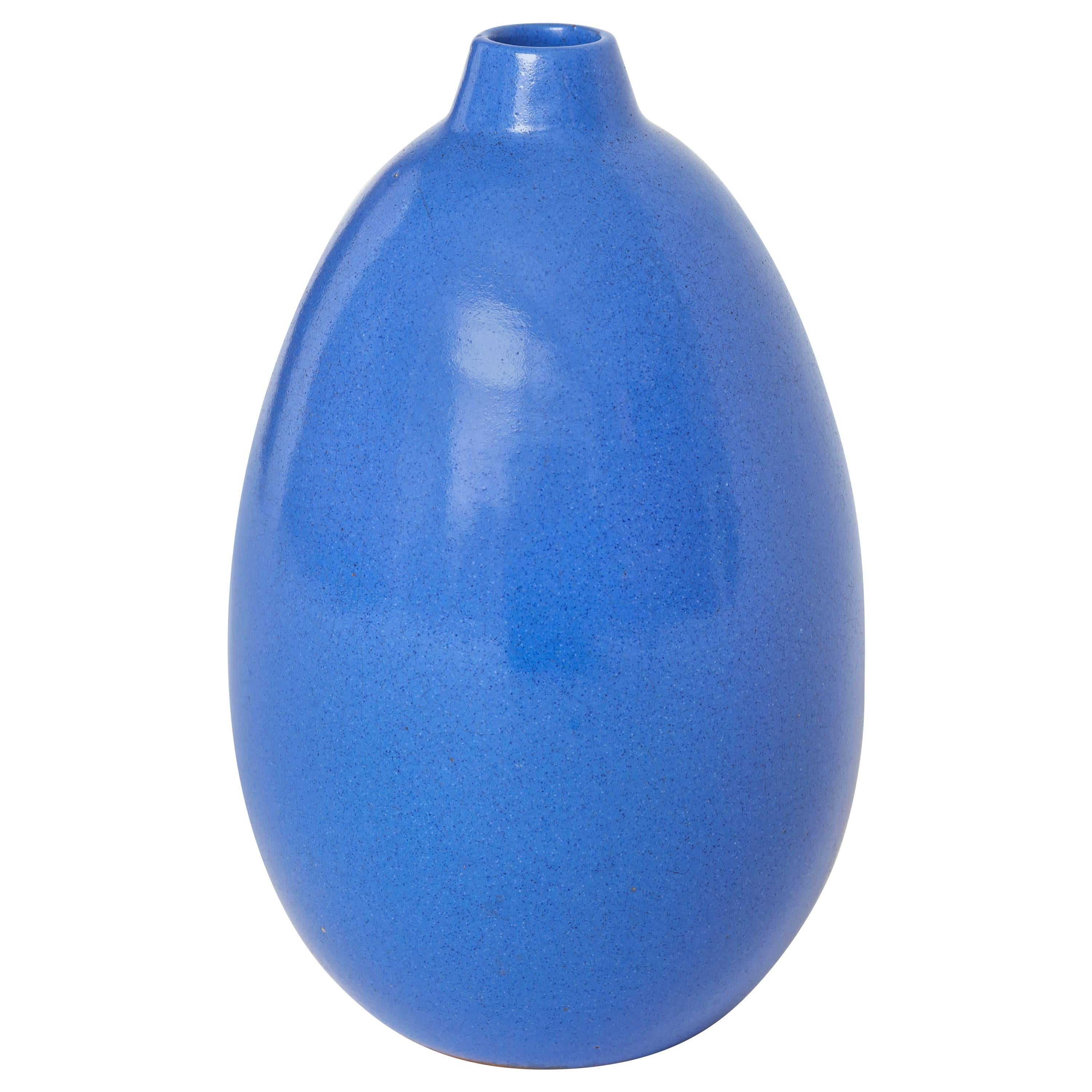Primavera Ceramic Purple Blue Vase, France, 1930s For Sale