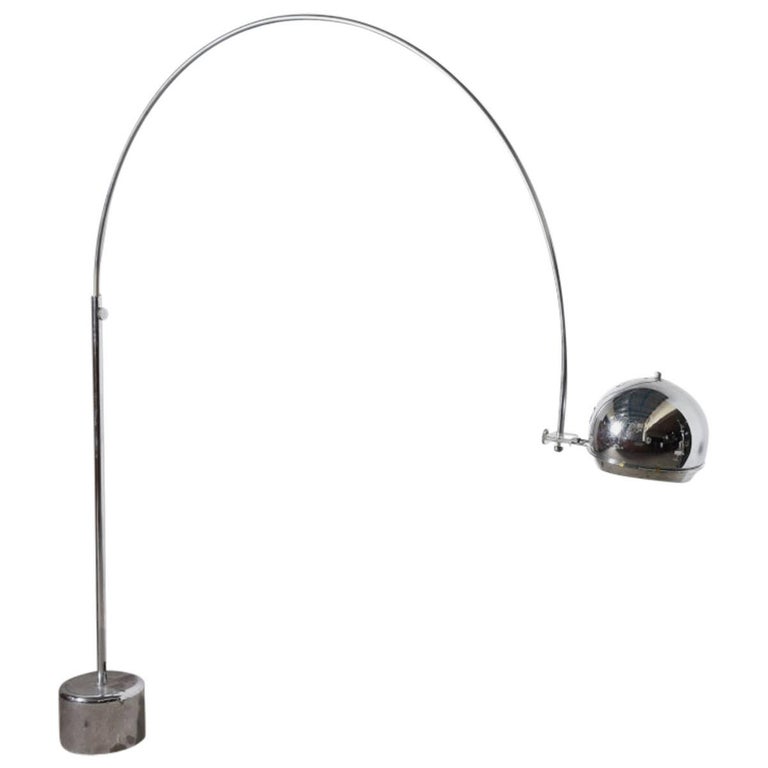 Dutch Mid Century Modern Arc Floor Lamp, Chrome Arc Floor Lamp