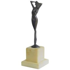 Bronze Figurine Sculpture, Nude Lady, After J Lorenzl, Art Deco, Ca.1920s