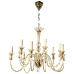 Murano Twelve-Light Amber Glass Chandelier