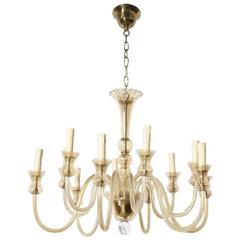 Murano Twelve-Light Amber Glass Chandelier 2