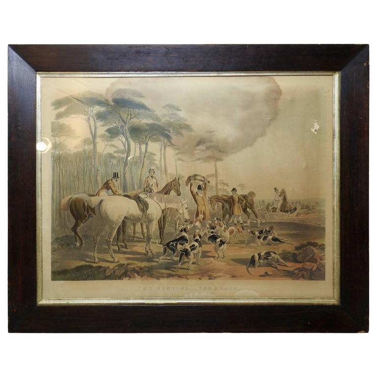 Fox Hunting "The Death" Lithograph by Artist J. F. Herring For Sale at