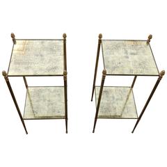 1950-1970 Pair of Stools in the Style of Maison Baguès, with Gold Leaf