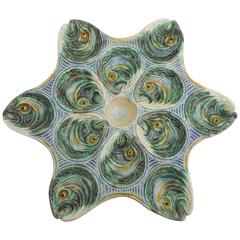 19th Century Majolica Palissy Fishs Heads Oyster Plate