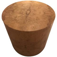 Beautiful Burl Wood Drum-Shaped Pedestal or Center Table by Milo Baughman
