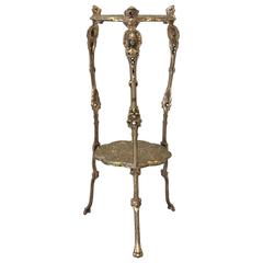 Antique 19th Century Art Nouveau Solid Brass Plant Stand Table