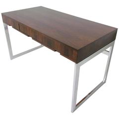 Modernist Rosewood and Chrome Mid-Century Desk Attributed to Milo Baughman