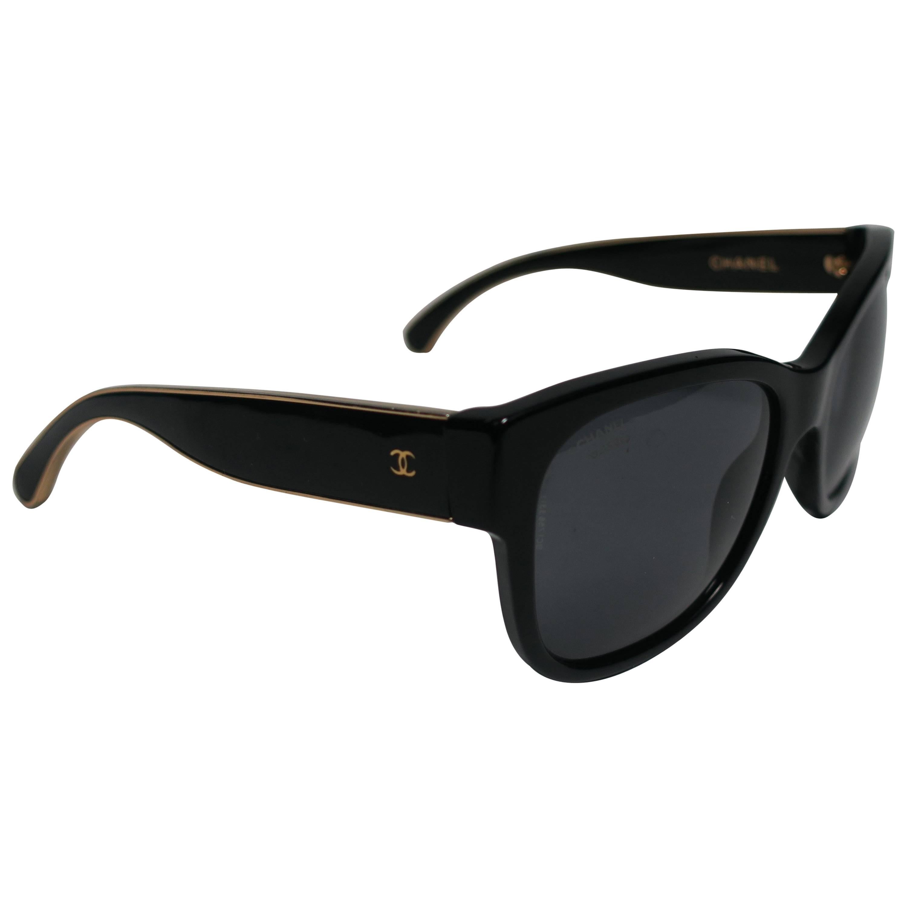 Black and Gold Chanel Sunglasses