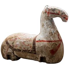 Antique Han Polychrome Torso of a Horse