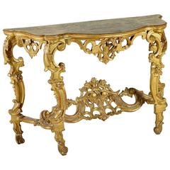 Antique Carved Gilded and Lacquered 18th Century Baroque Wall Table Northern Italy