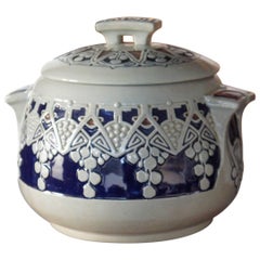 Vintage Stunning 20th Century Jugendstil Style Glazed Cologne Earthenware Punch Bowl
