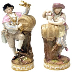 Meissen Acier Pair of Wine-Growers Male Female Model F 80 made circa 1870