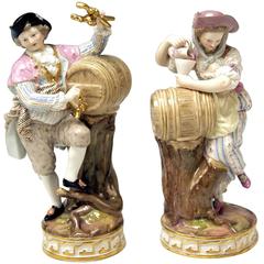 Meissen Acier Pair of Wine-Growers Male Female Model F 80 made circa 1870 4
