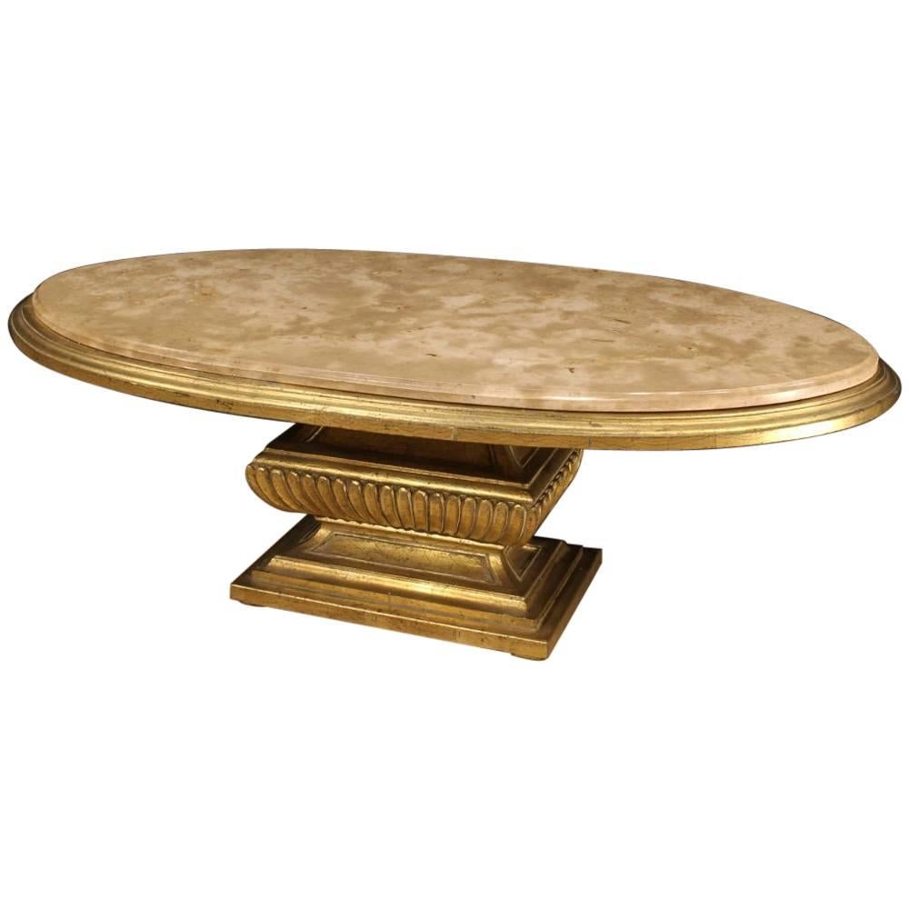 20th Century Italian Golden Coffee Table with Marble Top
