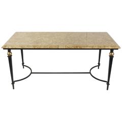 1940s Wrought Iron and Marble Golden Balls Low Table