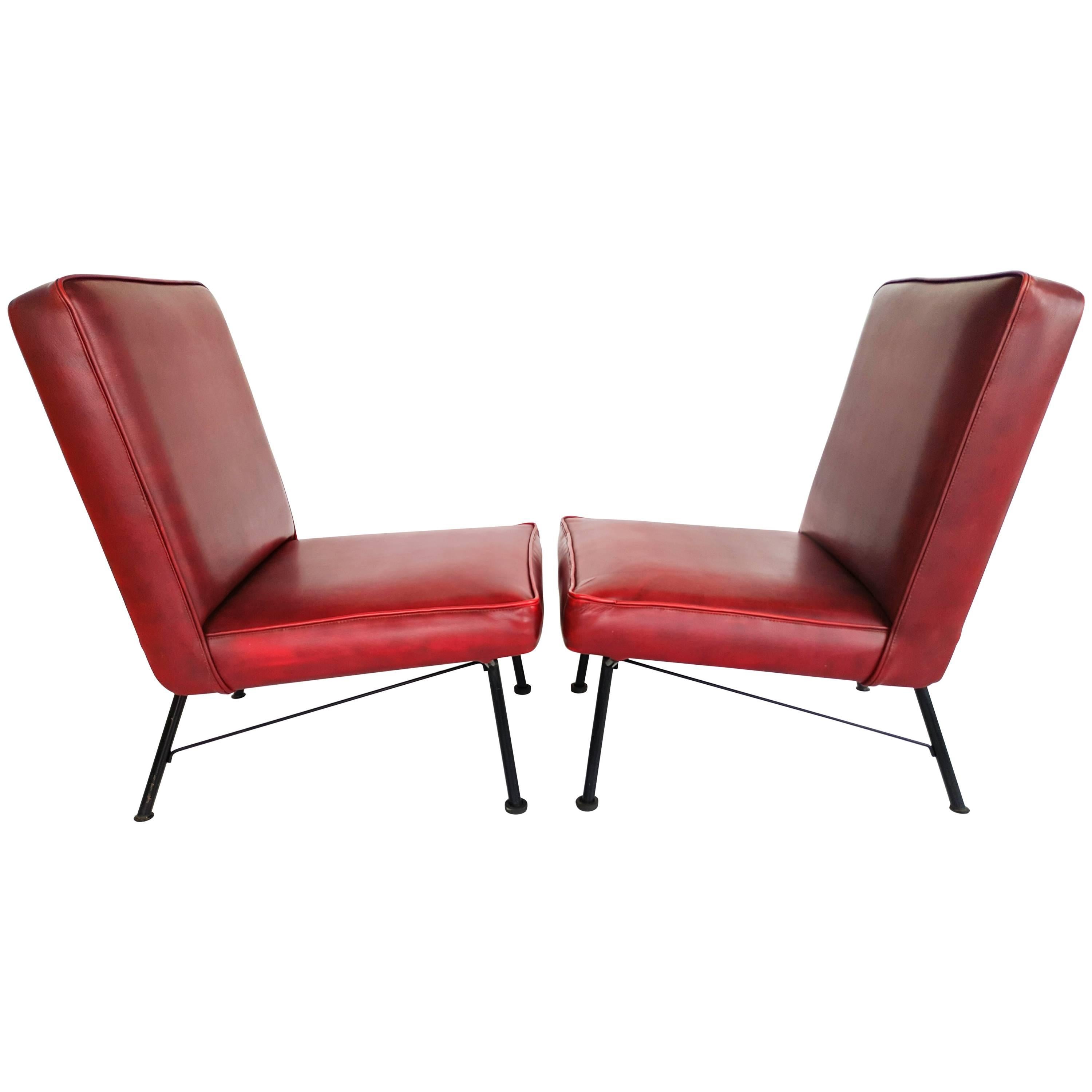 Pair of French Lounge Chairs, 1950s