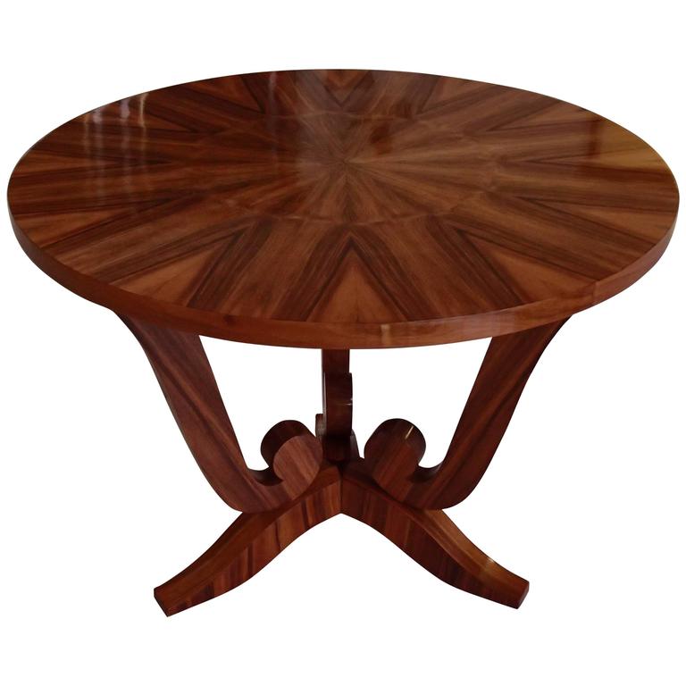 1930 Very Elegant Light Round Walnut Inlay 3 Leg Art Deco Coffee 1930 Very Elegant Light Round Walnut Inlay 3 Leg Art Deco Coffee Or Side Table 1