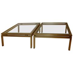 1970's Pierre Vandel Pair of Side/Sofa/Occasional Tables Hollywood Regency