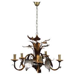 Italian Gilded Floral Tole Chandelier