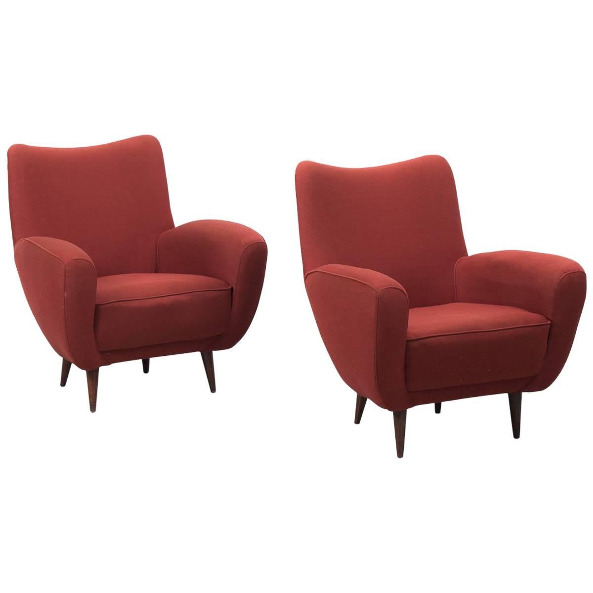Pair of Italian Armchairs, Unknown, 1960s