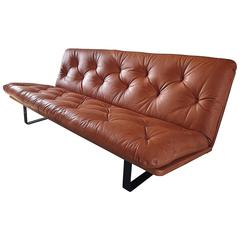 Kho Liang Ie Three-Seater Sofa in Cognac Leather for Artifort, 1968 Vintage Kho Liang Ie Three-Seater Sofa in Cognac Leather for Artifort, 1968