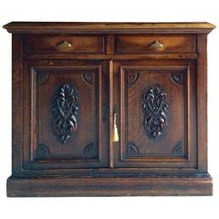 Antique Oak Sideboard Hall Bathroom Cupboard Victorian, 19th Century