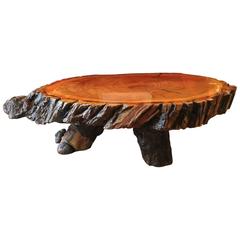 Coffee Table English Oak Rustic Reclaimed Lacquered Tree Stump