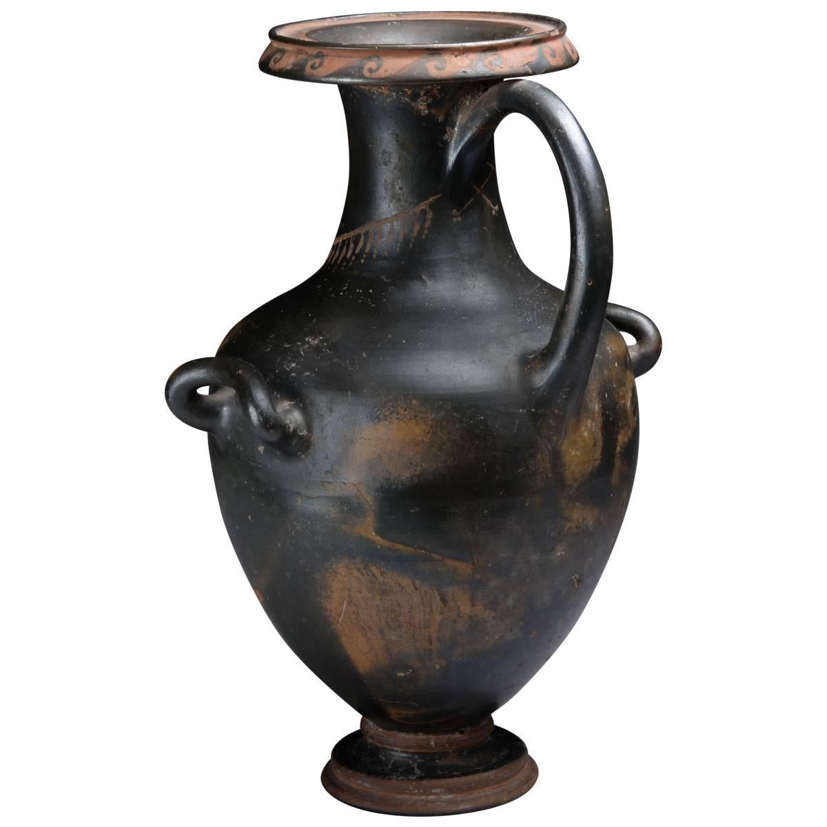 Ancient Greek Black Glazed Pottery Hydria, 350 BC