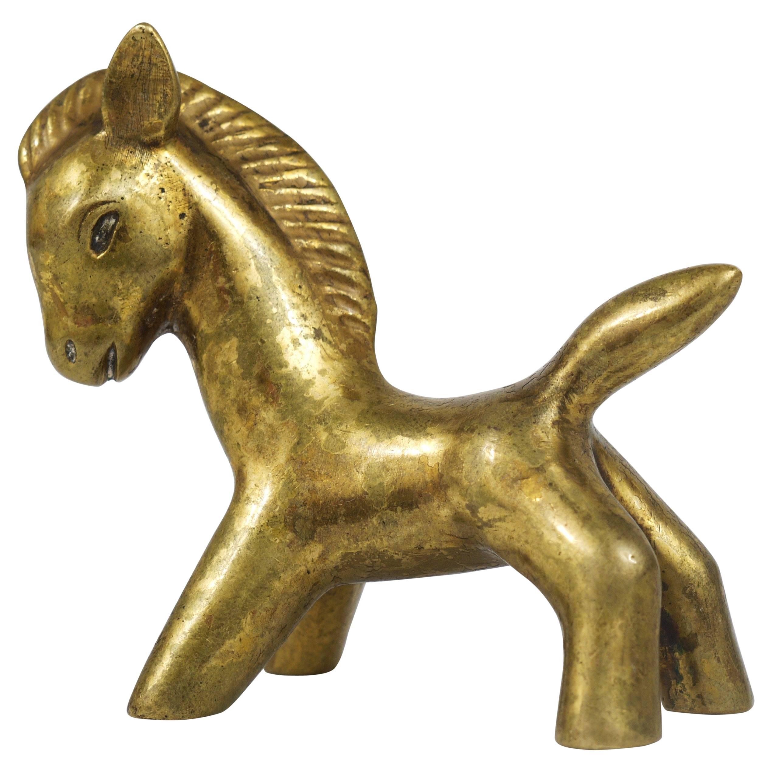 Walter Bosse Mid-Century Horse Brass Figurine, Hertha Baller, Austria, 1950s