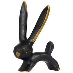 Vintage Walter Bosse Rabbit Mid-Century Brass Figurine, Hertha Baller, Austria, 1950s