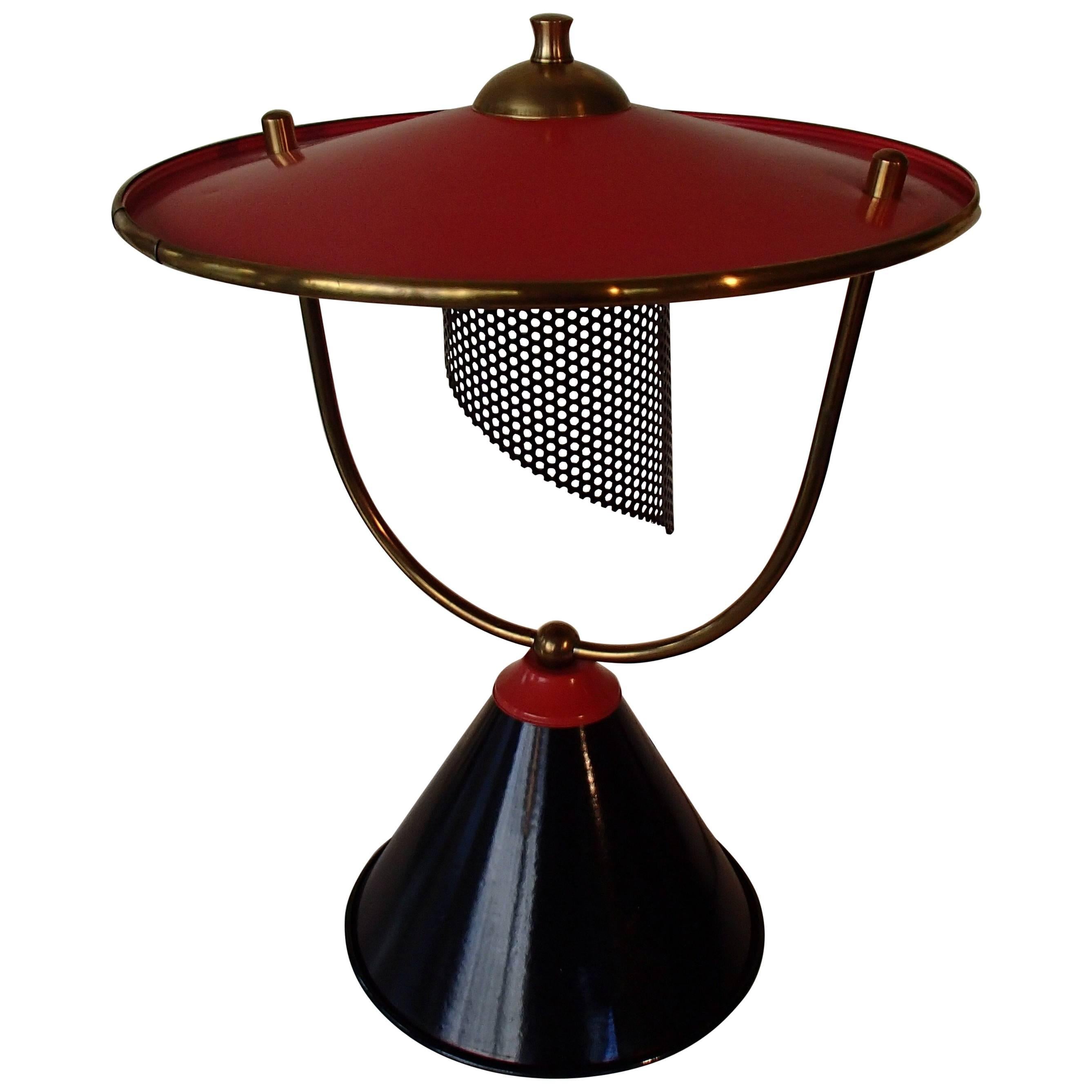1940 Table Lamp Attributed to Mathieu Mattegot Black Red/pink